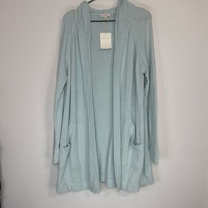 Kinross Cotton Blend Hooded Cardigan L NWT